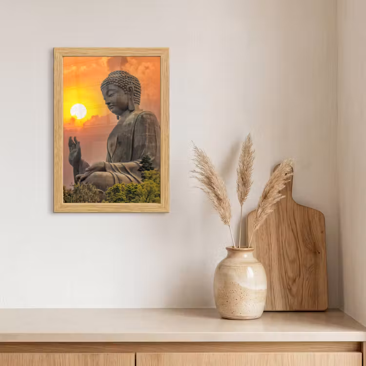 Poster met lijst - Buddha - Zonsondergang - Boeddha beelden - Planten — 3