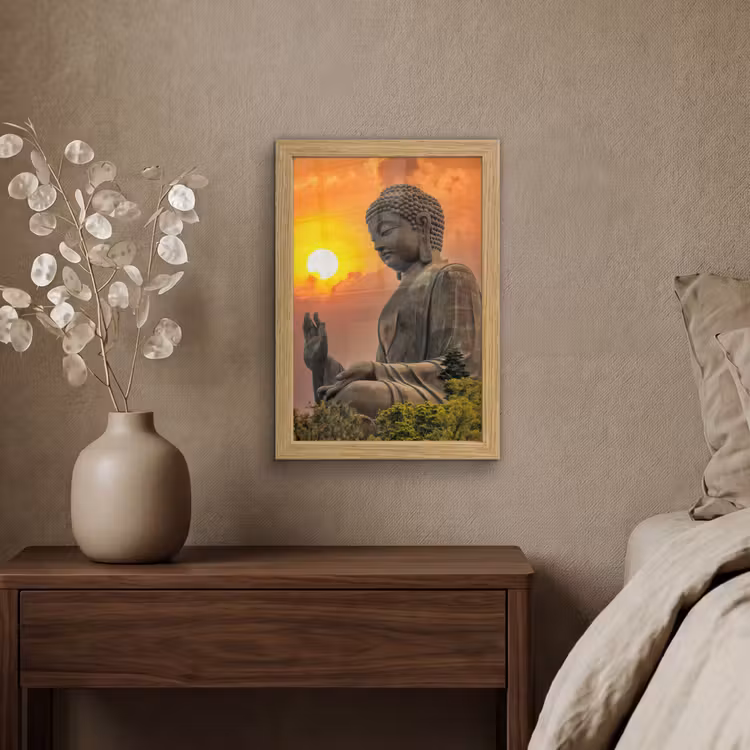 Poster met lijst - Buddha - Zonsondergang - Boeddha beelden - Planten — 4