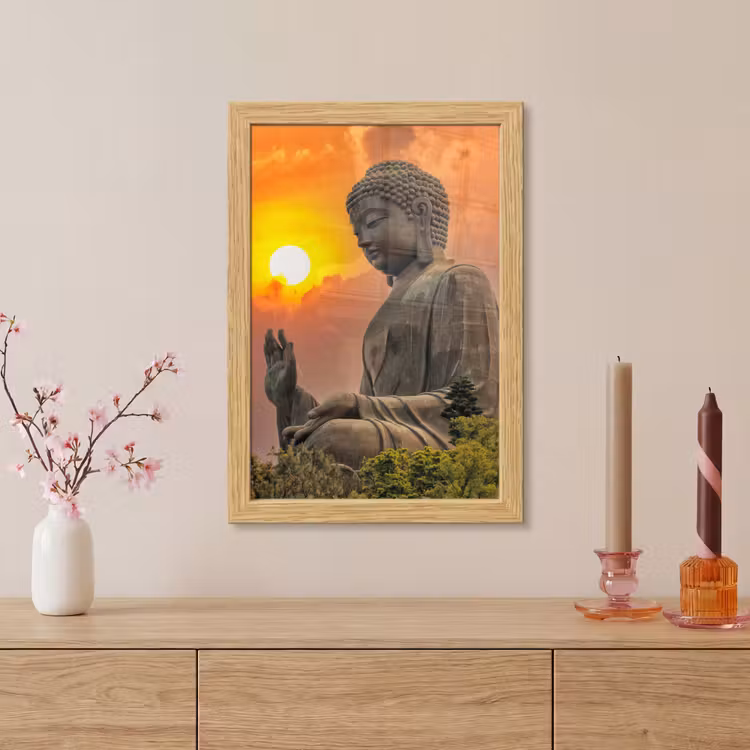 Poster met lijst - Buddha - Zonsondergang - Boeddha beelden - Planten — 5