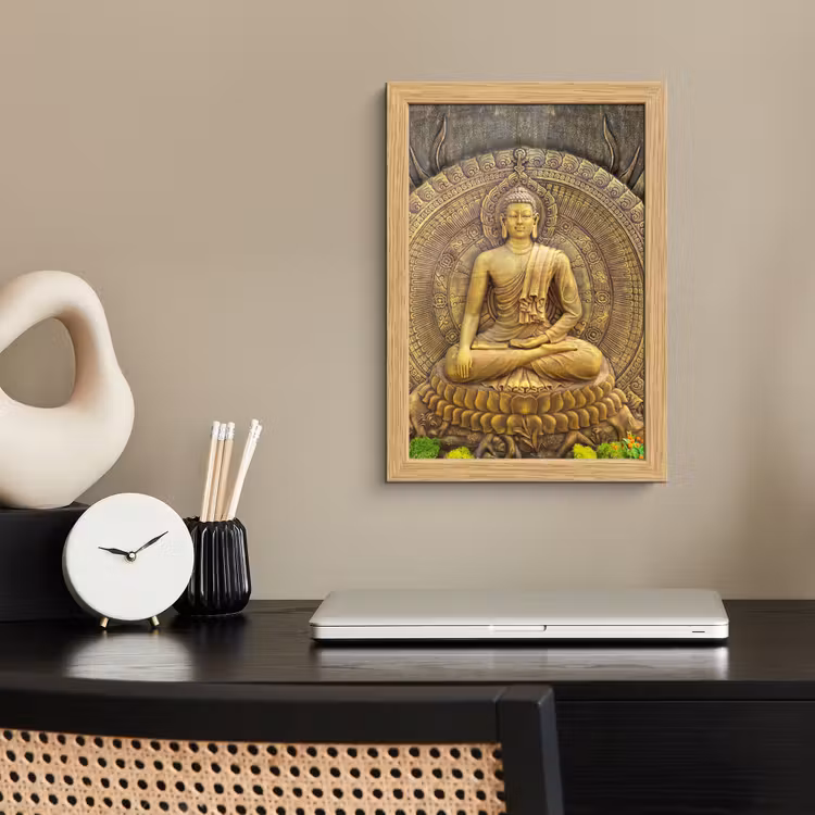 Poster met lijst - Goud - Boeddha beeld - Spiritueel - Meditatie — 2