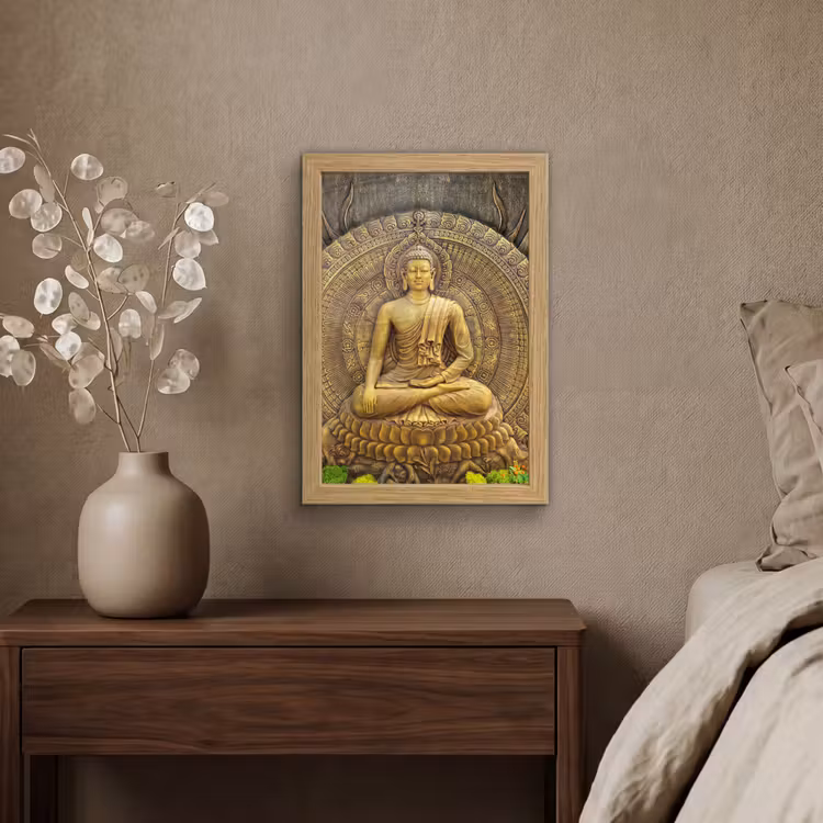 Poster met lijst - Goud - Boeddha beeld - Spiritueel - Meditatie — 4