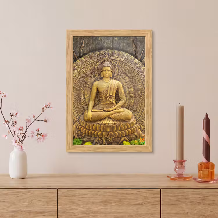 Poster met lijst - Goud - Boeddha beeld - Spiritueel - Meditatie — 5