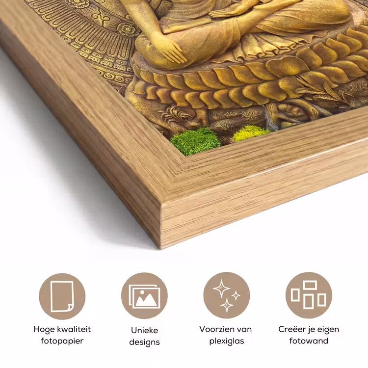 Poster met lijst - Goud - Boeddha beeld - Spiritueel - Meditatie — 6
