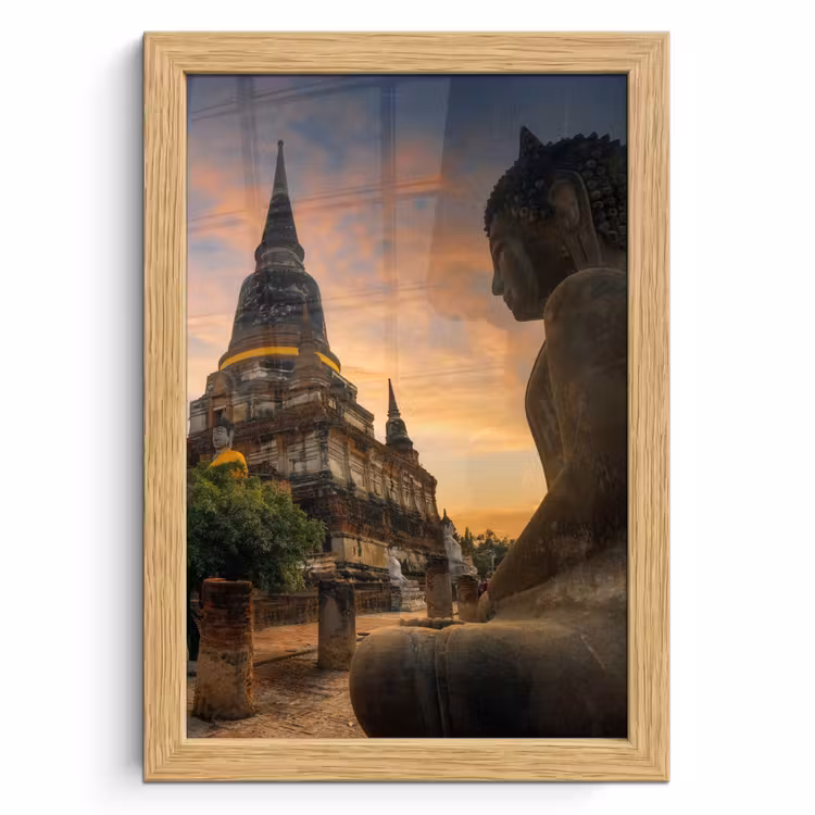 Poster met lijst - Tempel - Zonsondergang - Boeddha beelden - Buddha — 1