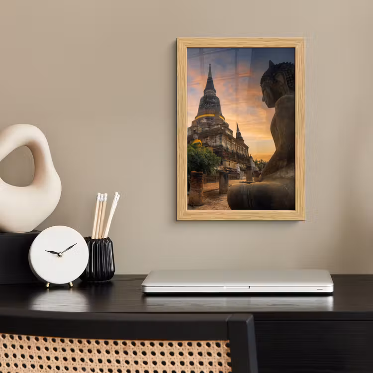 Poster met lijst - Tempel - Zonsondergang - Boeddha beelden - Buddha — 2