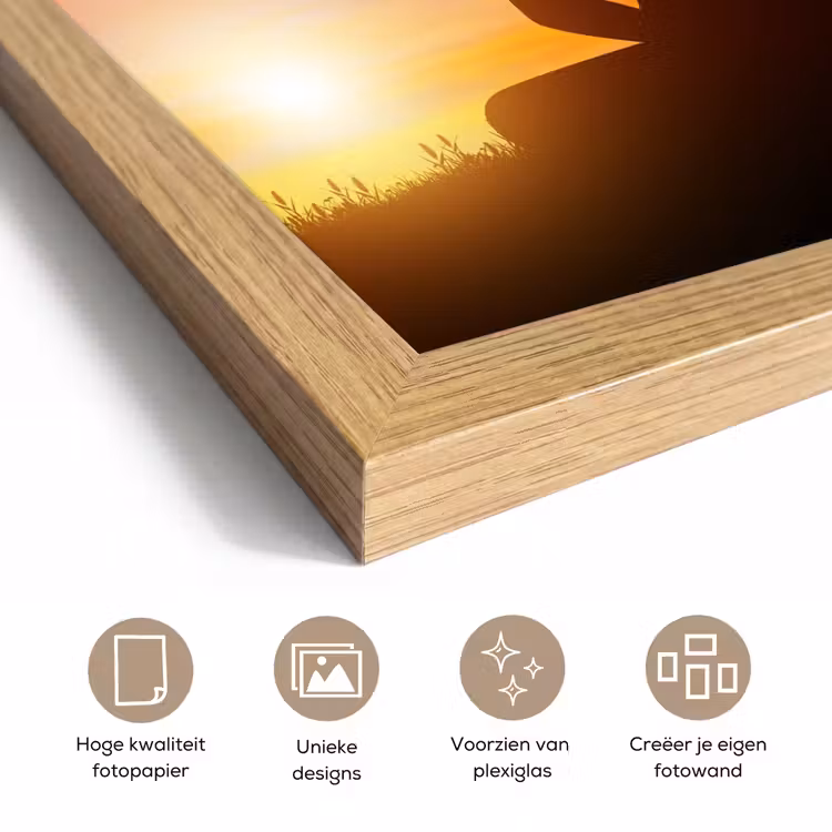Poster met lijst - Zonsondergang - Horizon - Boeddha beeld - Buddha - Silhouette — 6