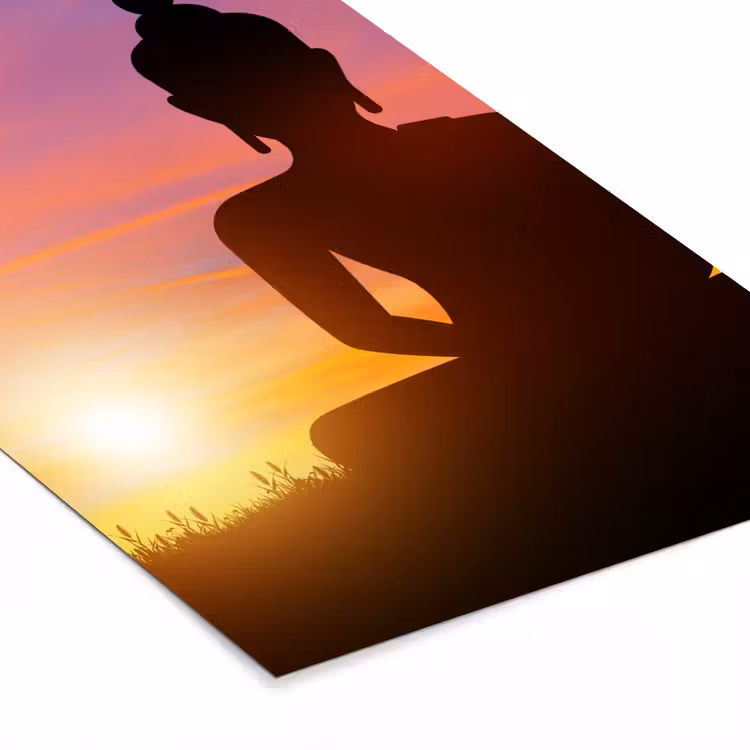Poster met lijst - Zonsondergang - Horizon - Boeddha beeld - Buddha - Silhouette — 7