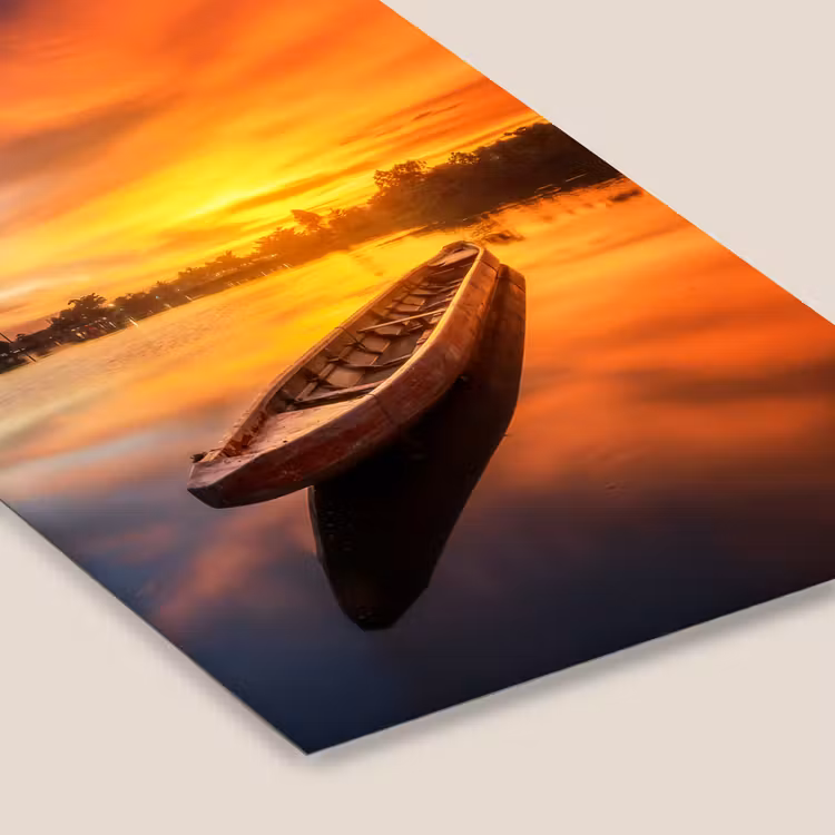 Poster met lijst - Boot - Water - Zonsondergang - Oranje - Water — 7