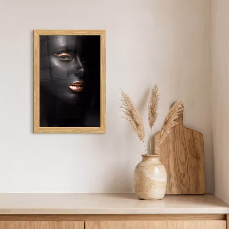 Poster met lijst - Vrouw - Make-up - Koper - Zwart — 3