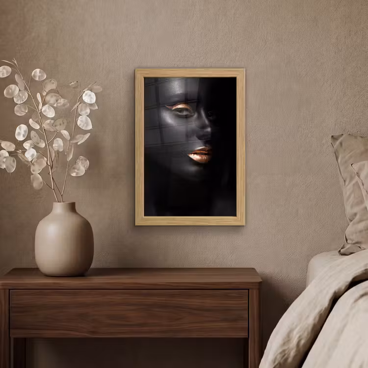 Poster met lijst - Vrouw - Make-up - Koper - Zwart — 4