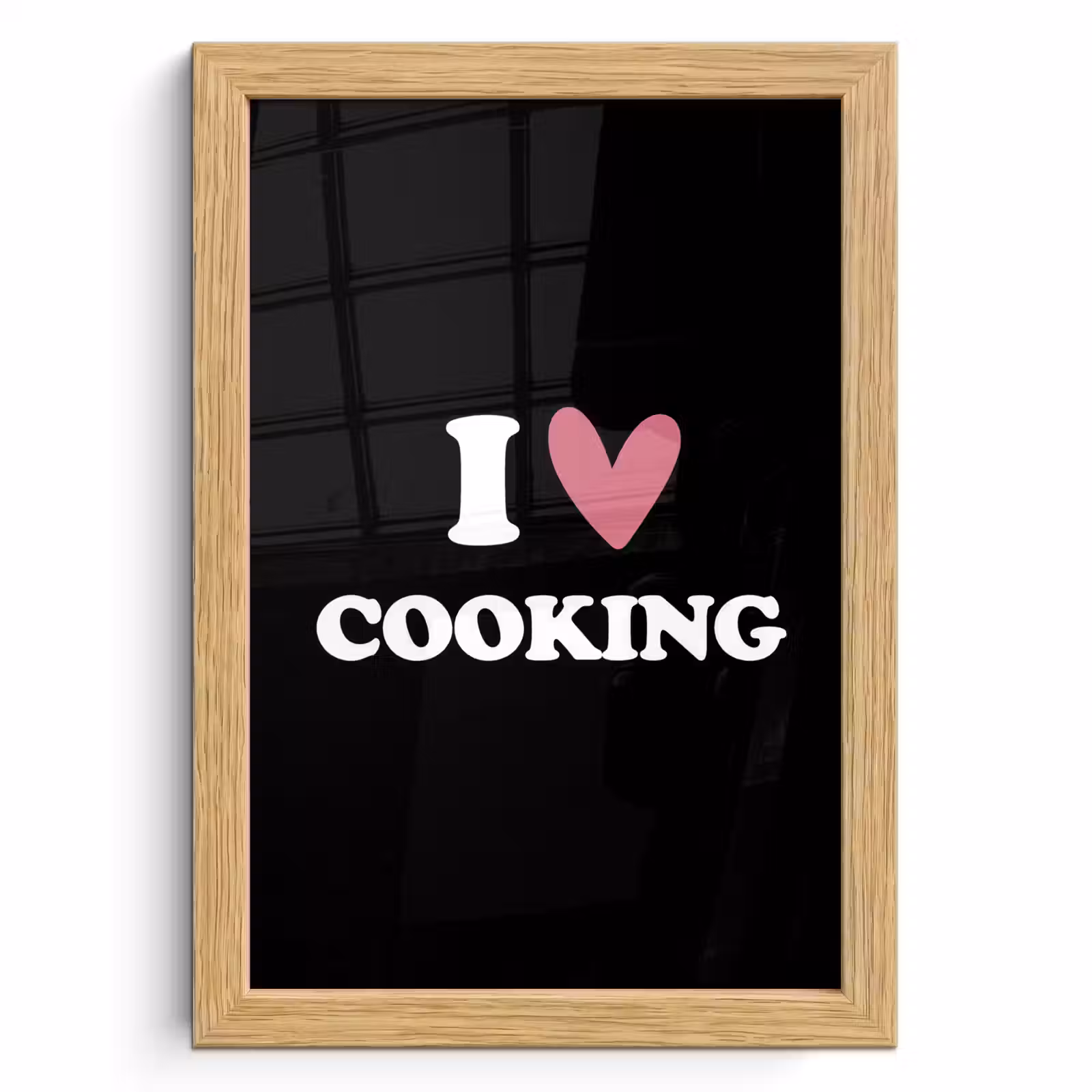 Poster met lijst - I love cooking - Koken - Hartje - Kookliefhebber - Kok - Spreuken — 1