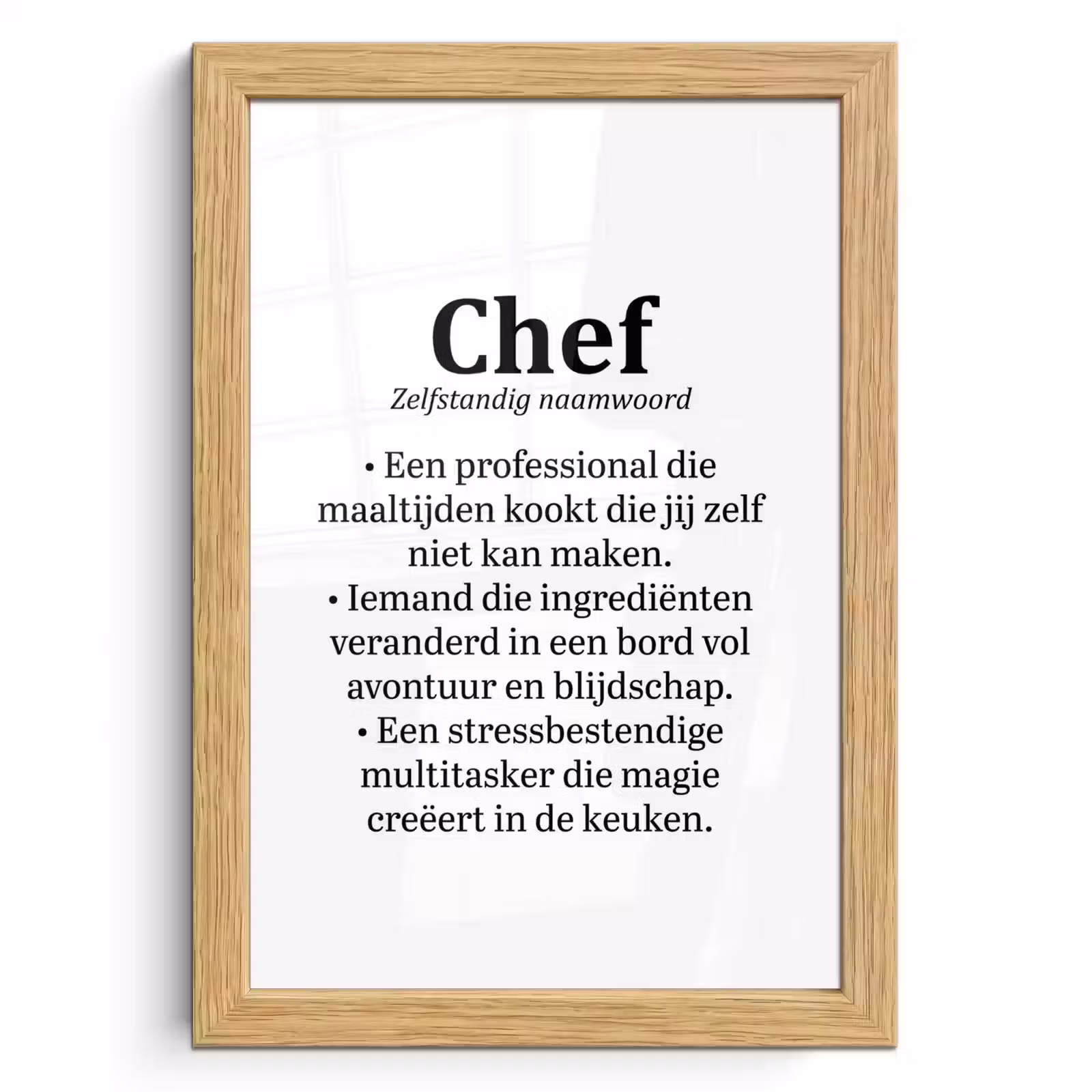 Poster met lijst - Kok - Definitie - Chef - Koken - Keuken - Spreuken - Woordenboek — 1