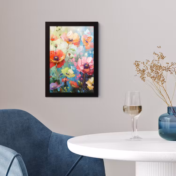 Poster met lijst - Bloemen - Kleurrijk - Waterverf - Natuur - Zomer — 4