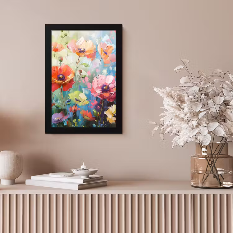 Poster met lijst - Bloemen - Kleurrijk - Waterverf - Natuur - Zomer — 5