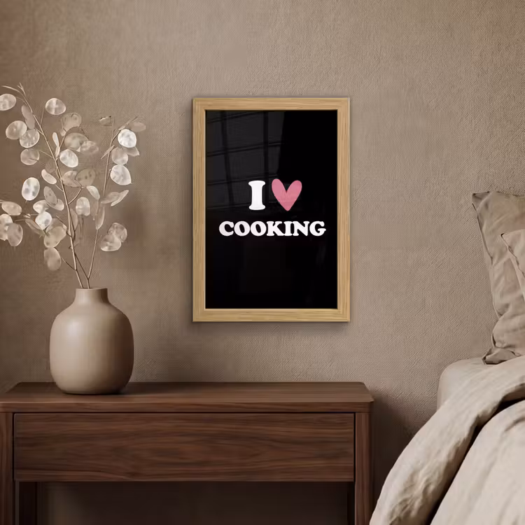 Poster met lijst - I love cooking - Koken - Hartje - Kookliefhebber - Kok - Spreuken — 4