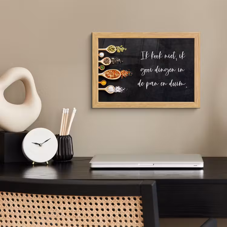 Poster met lijst - Ik gooi dingen in de pan en duim - Keuken - Quotes - Spreuken - Humor — 2
