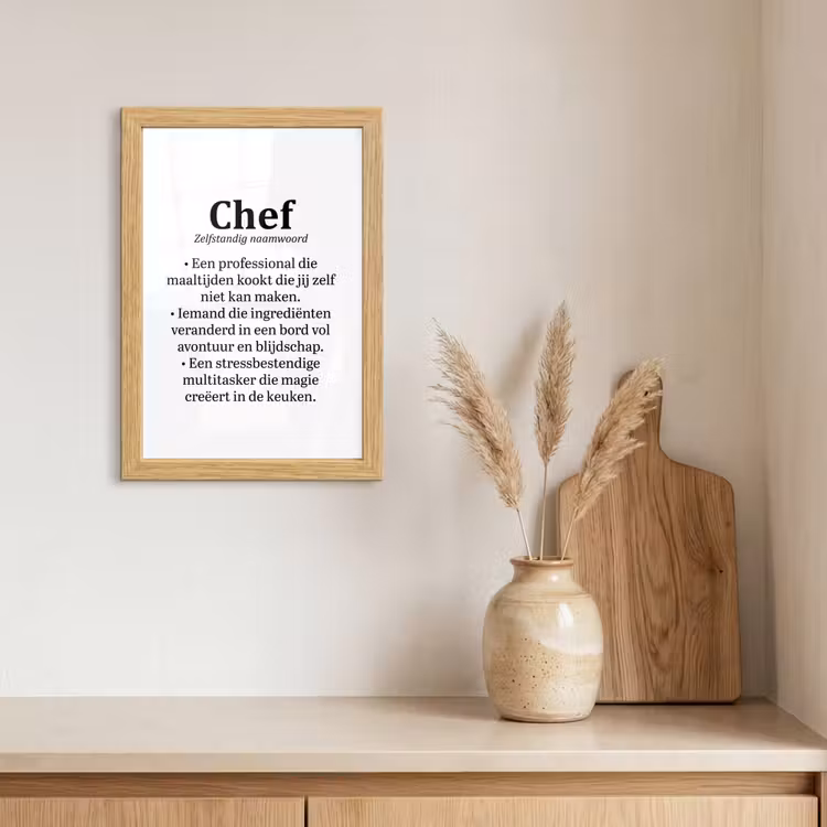 Poster met lijst - Kok - Definitie - Chef - Koken - Keuken - Spreuken - Woordenboek — 3