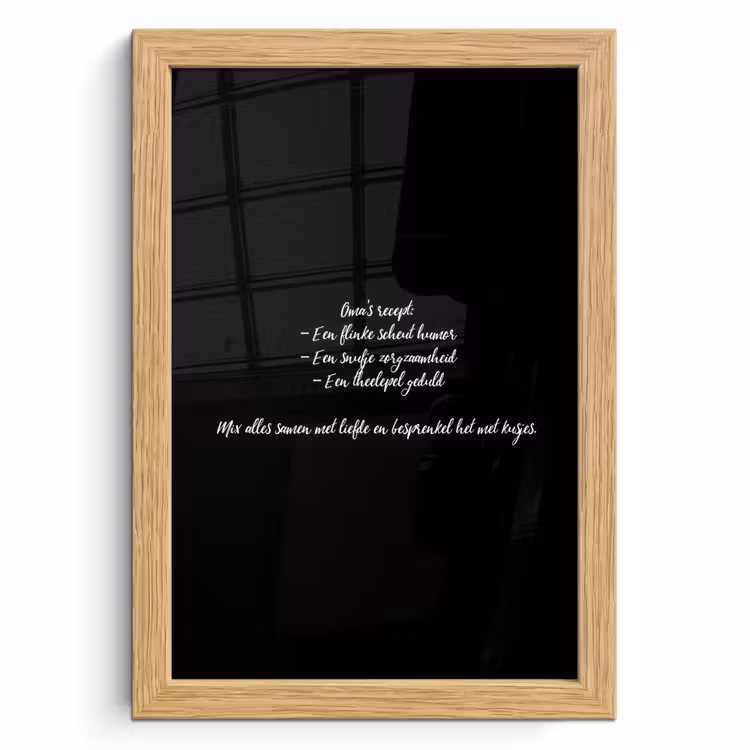 Poster met lijst - Oma's recept - Koken - Quotes - Spreuken - Oma — 1