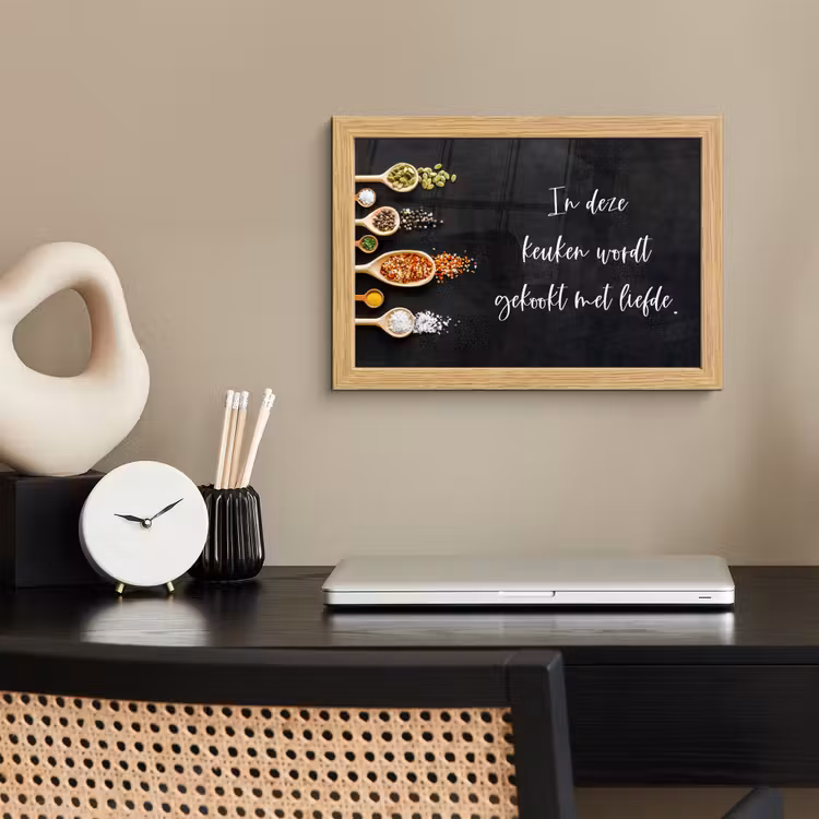 Poster met lijst - Quotes - Keuken - Spreuken - In deze keuken wordt gekookt met liefde - Liefde — 2
