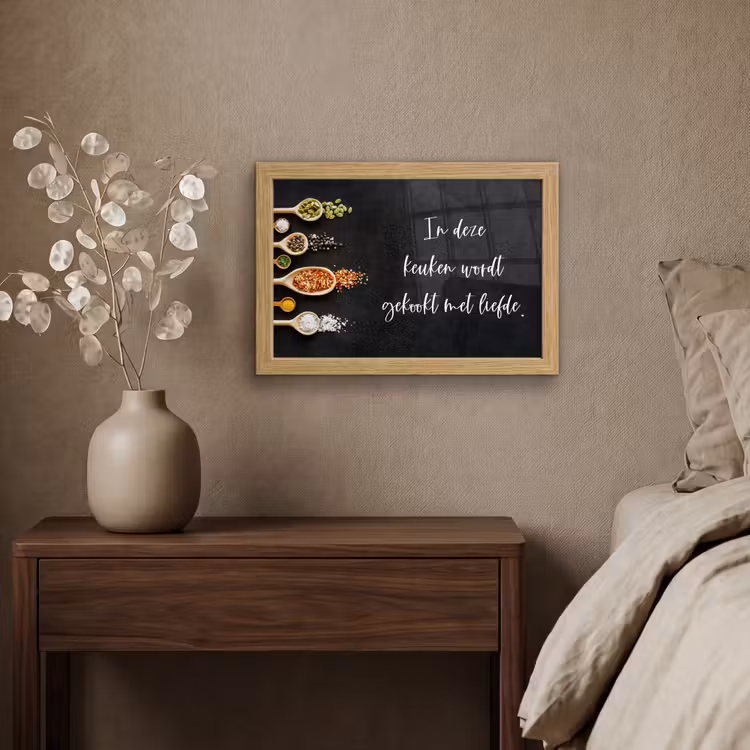 Poster met lijst - Quotes - Keuken - Spreuken - In deze keuken wordt gekookt met liefde - Liefde — 4