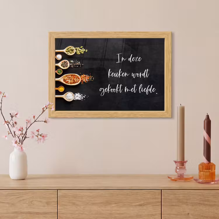 Poster met lijst - Quotes - Keuken - Spreuken - In deze keuken wordt gekookt met liefde - Liefde — 5