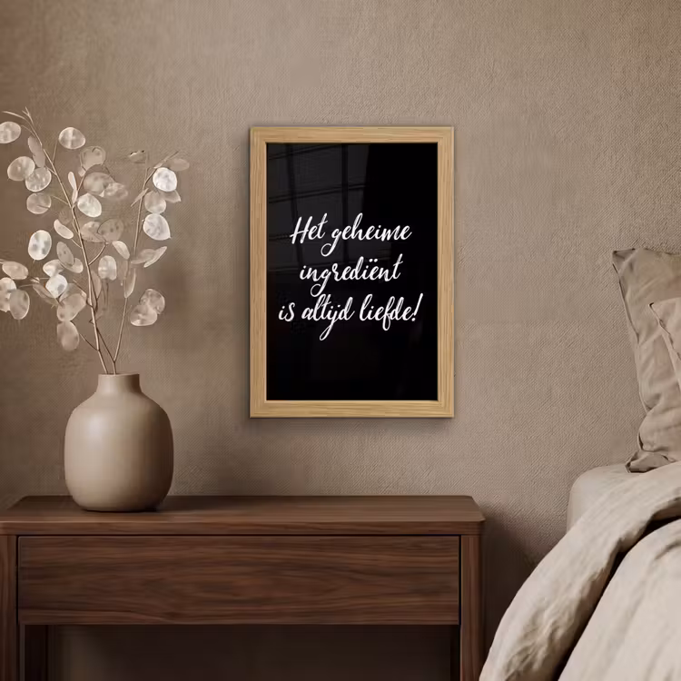 Poster met lijst - Quotes - Koken - Het geheime ingrediënt is altijd liefde! - Spreuken - Liefde — 4