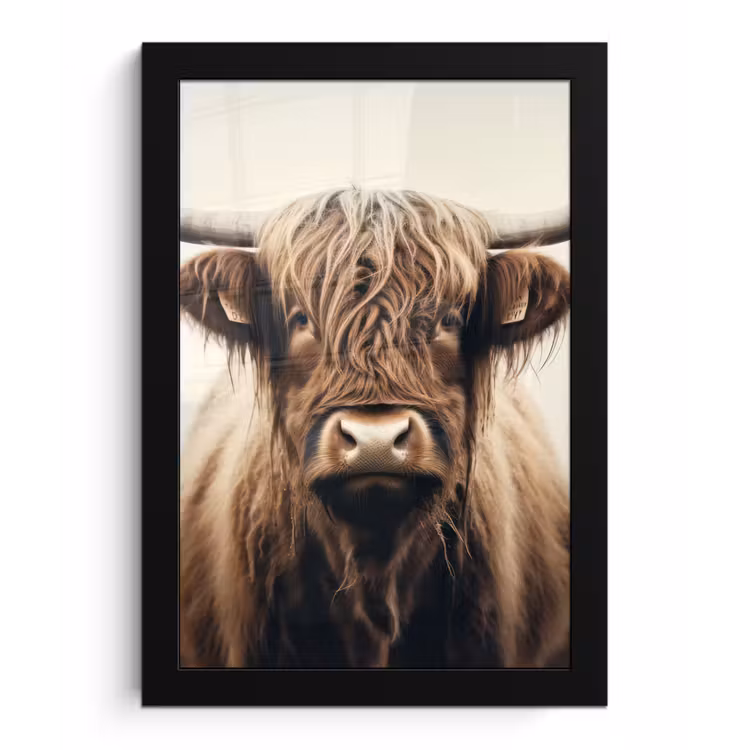 Poster met lijst - Schotse hooglander - Hoorns - Landschap