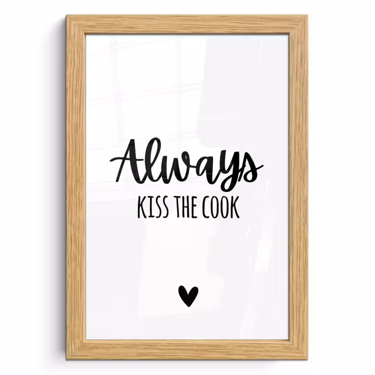 Poster met lijst - Always kiss the cook - Koken - Kok - Keuken - Spreuken — 1