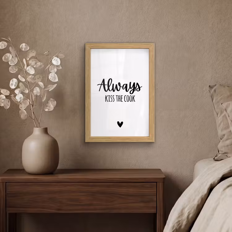 Poster met lijst - Always kiss the cook - Koken - Kok - Keuken - Spreuken — 4