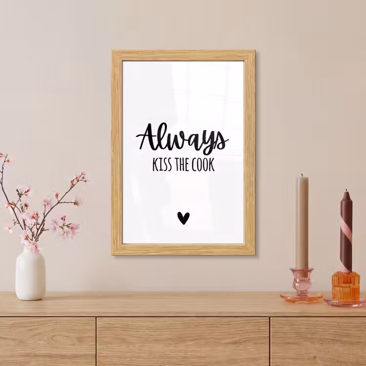 Poster met lijst - Always kiss the cook - Koken - Kok - Keuken - Spreuken — 5