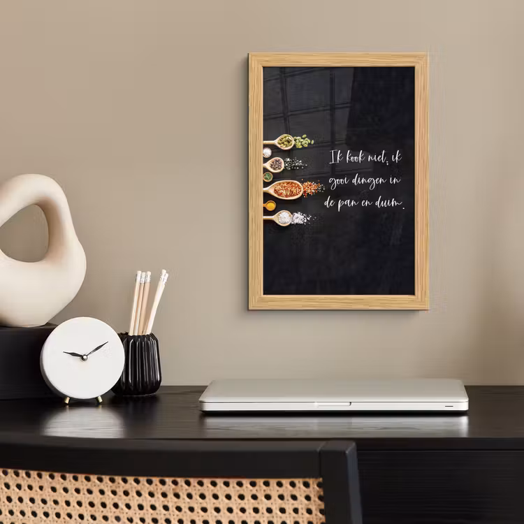 Poster met lijst - Ik gooi dingen in de pan en duim - Keuken - Quotes - Spreuken - Humor — 2