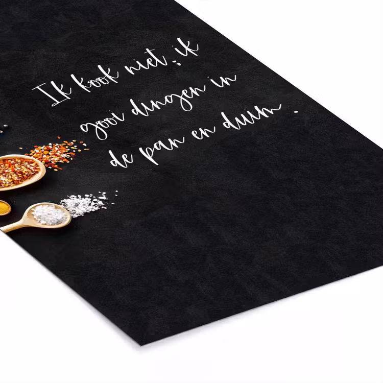 Poster met lijst - Ik gooi dingen in de pan en duim - Keuken - Quotes - Spreuken - Humor — 7