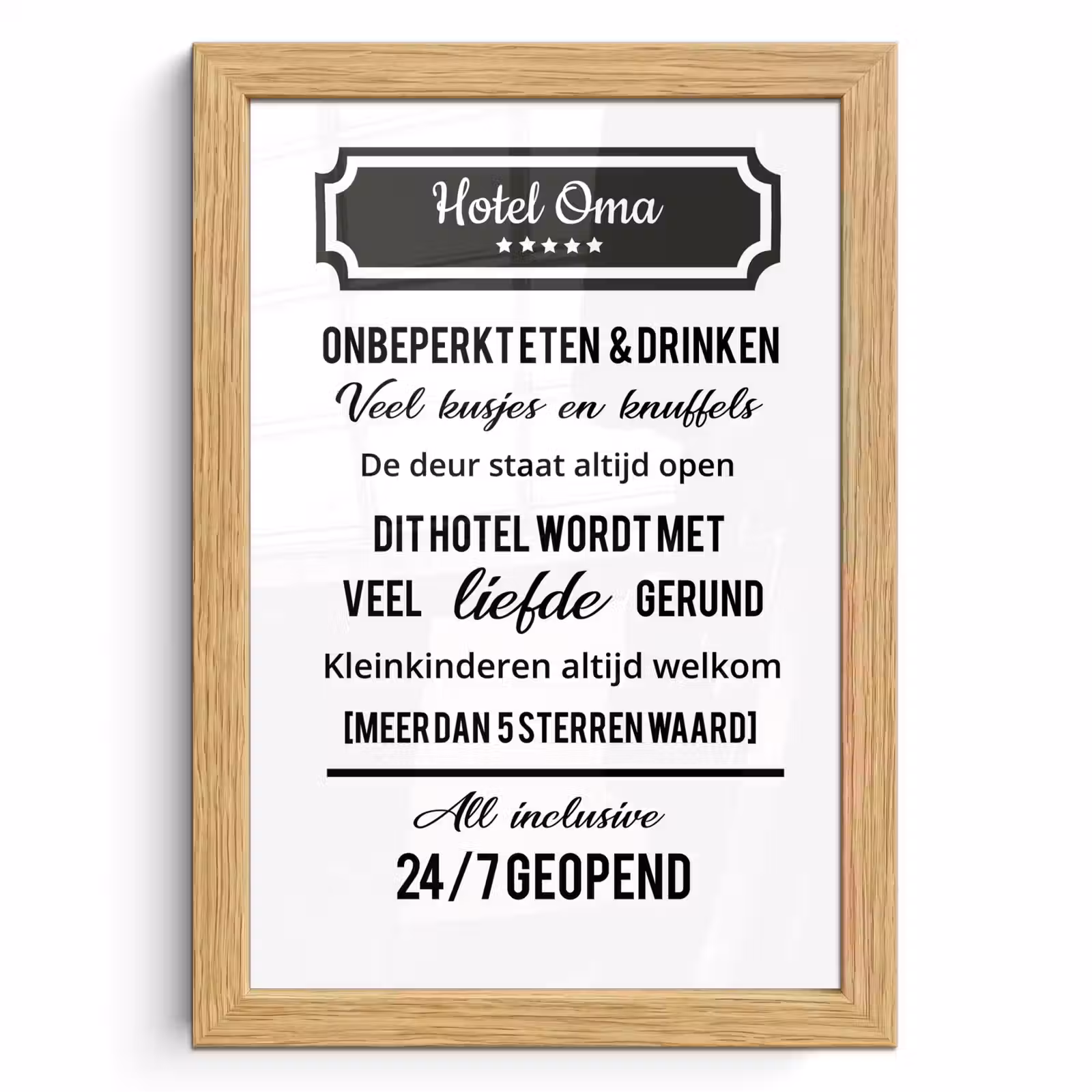 Poster met lijst - Hotel oma - Spreuken - Oma - Quotes — 1