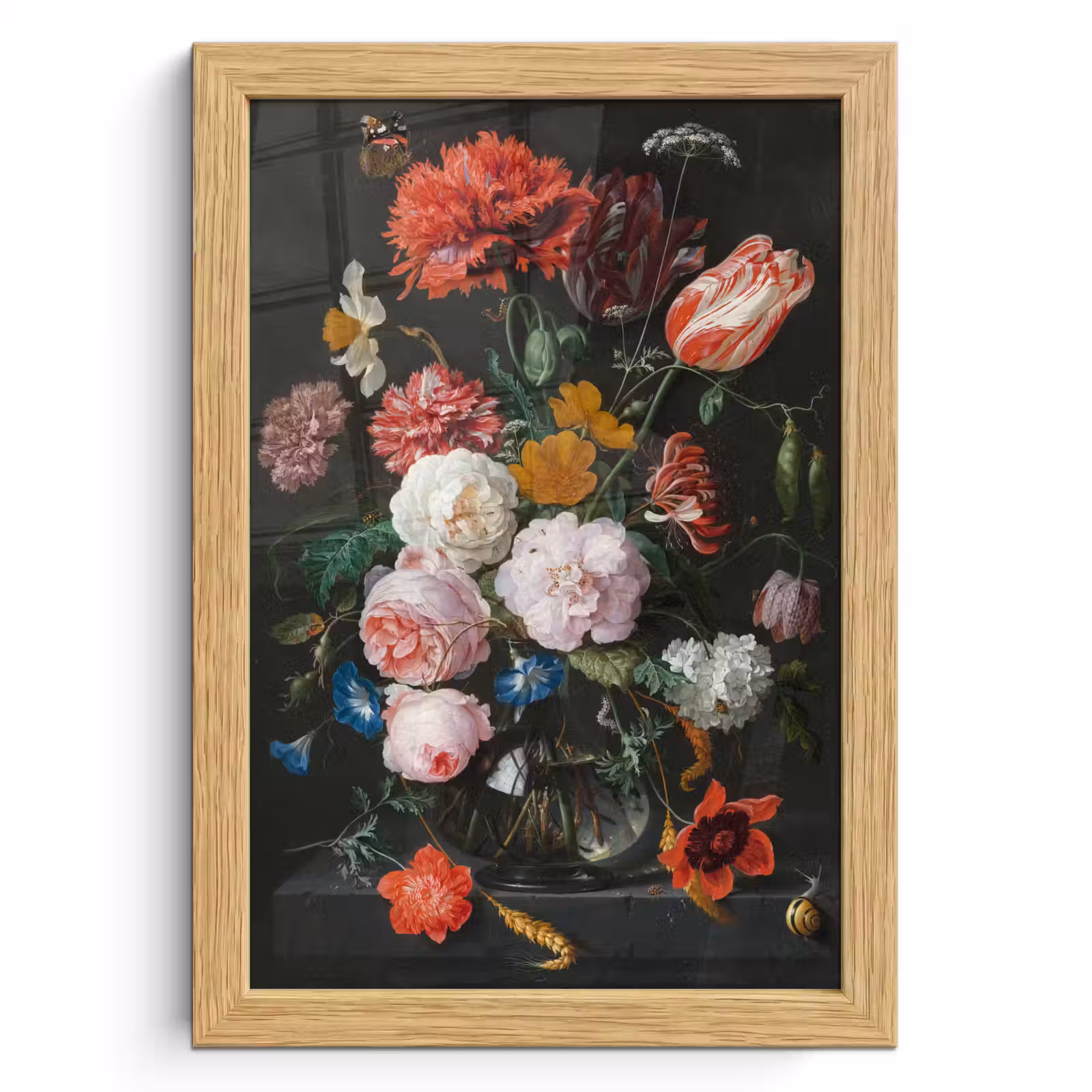 Poster met lijst - Stilleven met bloemen in een glazen vaas - Schilderij van Jan Davidsz. de Heem — 1
