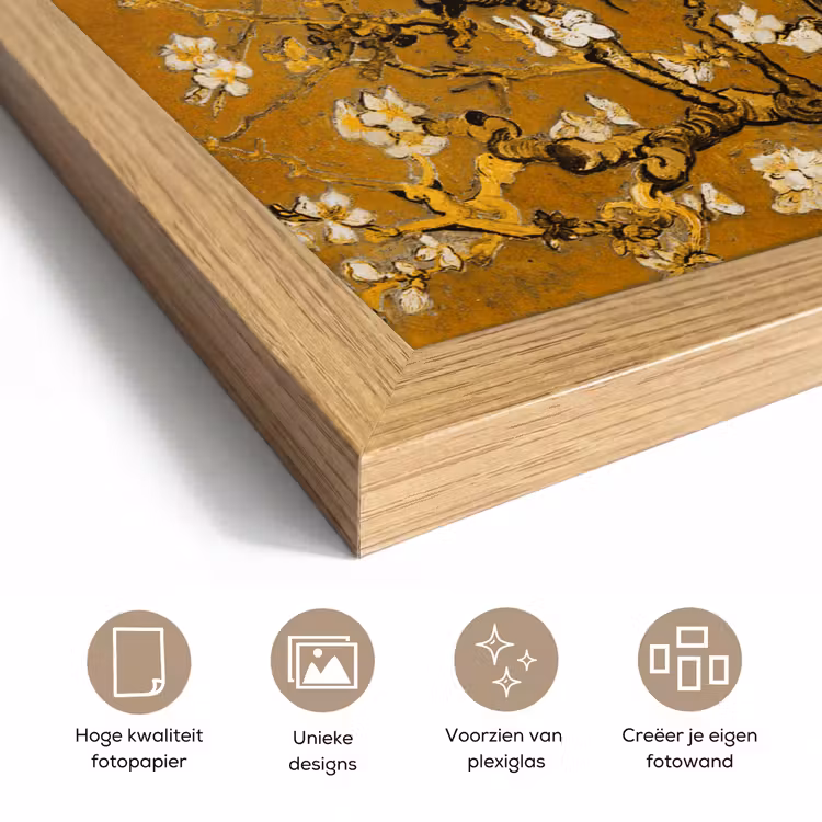 Poster met lijst - Amandelbloesem - Kunst - Van Gogh - Goud — 6