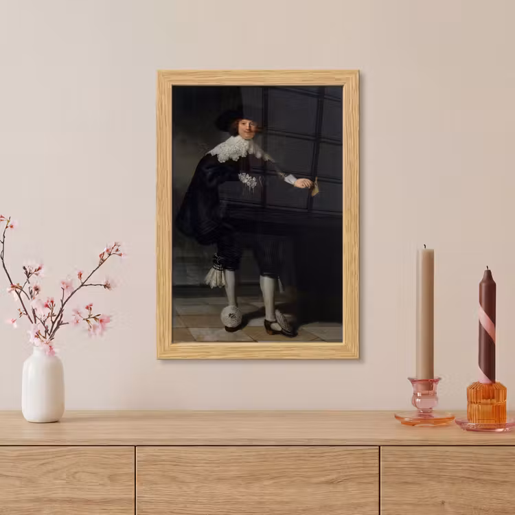 Poster met lijst - Het huwelijksportret van Marten Soolmans - Rembrandt van Rijn — 5