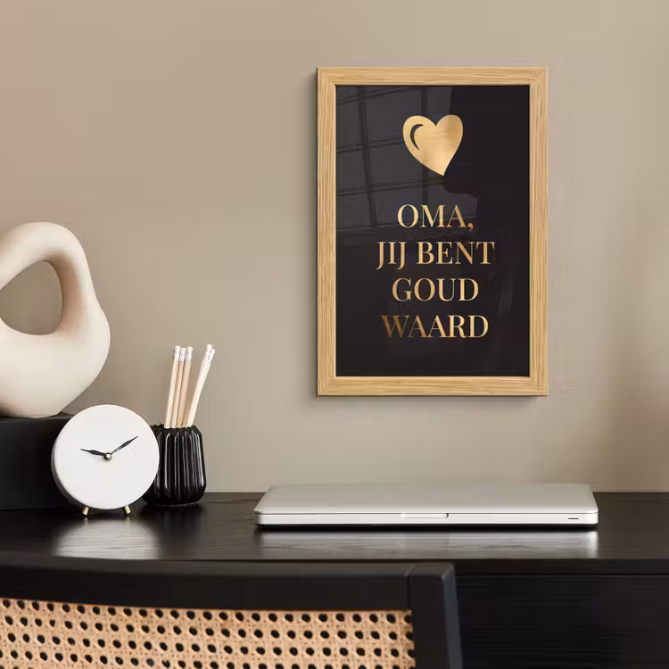 Poster met lijst - Oma jij bent goud waard - Quotes - Spreuken - Oma — 2