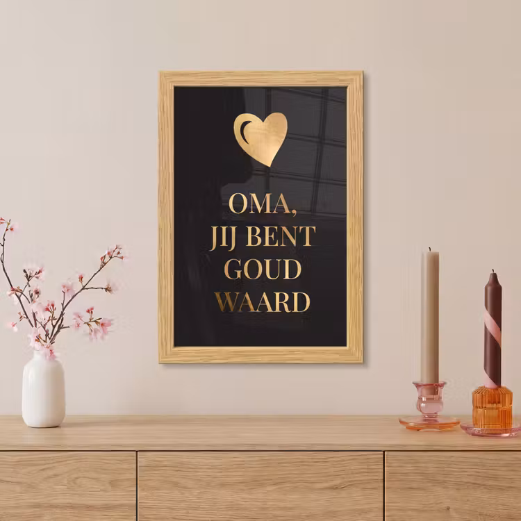 Poster met lijst - Oma jij bent goud waard - Quotes - Spreuken - Oma — 5