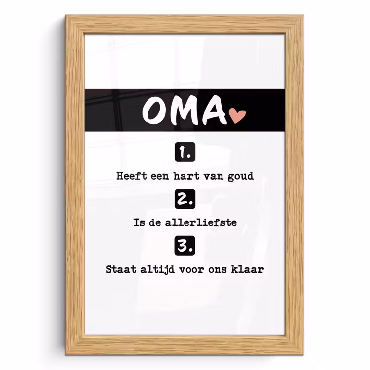 Poster met lijst - Quotes - Oma is de allerliefste - Spreuken - Oma — 1