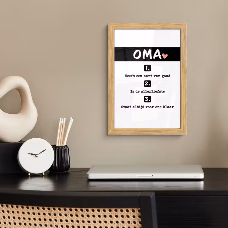 Poster met lijst - Quotes - Oma is de allerliefste - Spreuken - Oma — 2