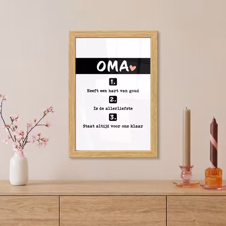 Poster met lijst - Quotes - Oma is de allerliefste - Spreuken - Oma — 5