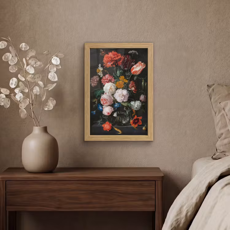 Poster met lijst - Stilleven met bloemen in een glazen vaas - Schilderij van Jan Davidsz. de Heem — 4