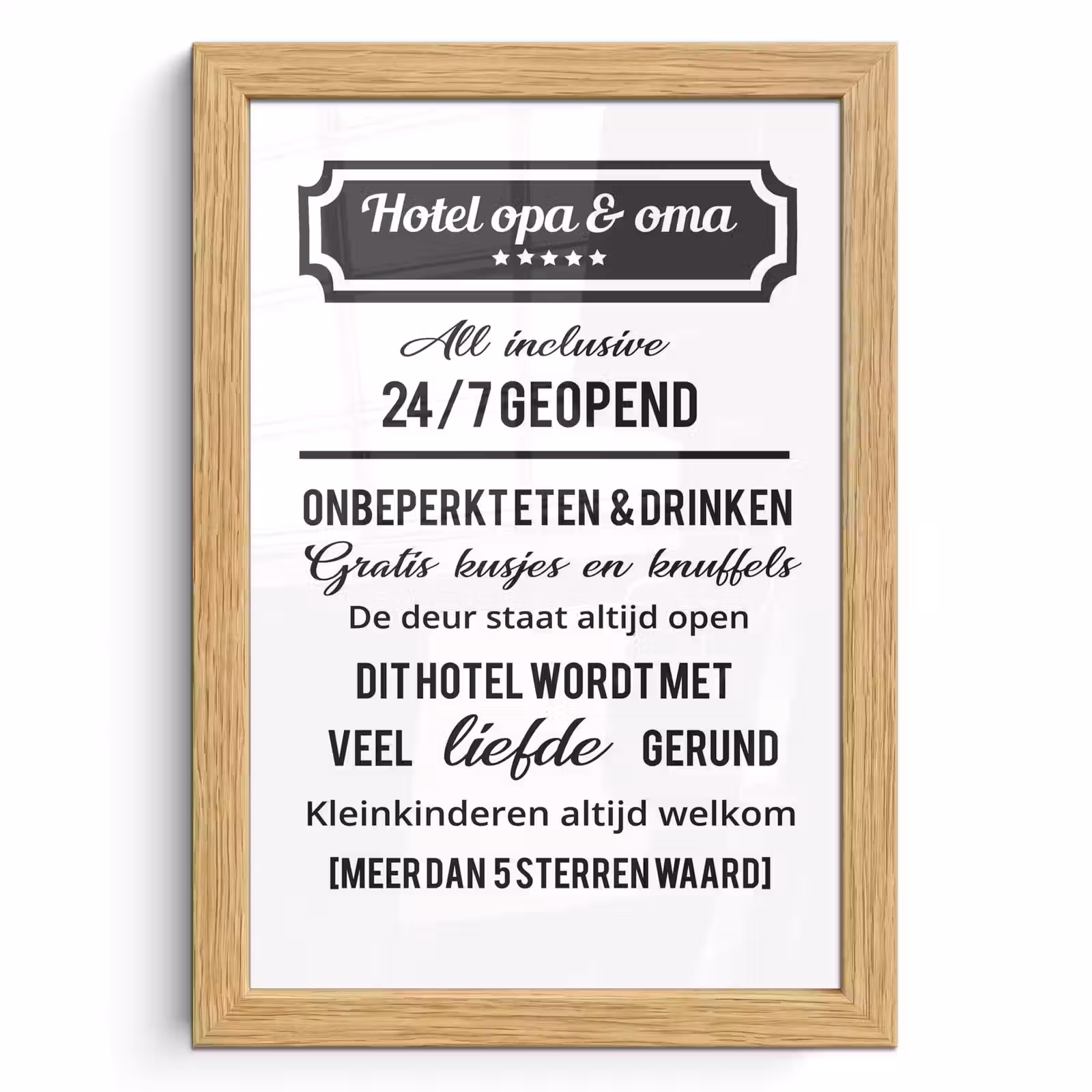 Poster met lijst - Hotel opa & oma - Spreuken - Opa - Quotes - Oma — 1