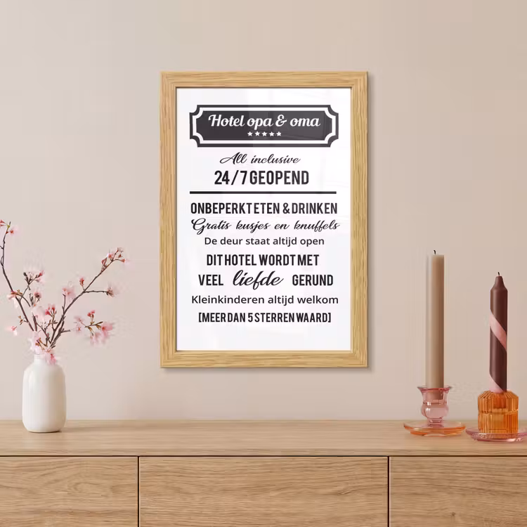 Poster met lijst - Hotel opa & oma - Spreuken - Opa - Quotes - Oma — 5