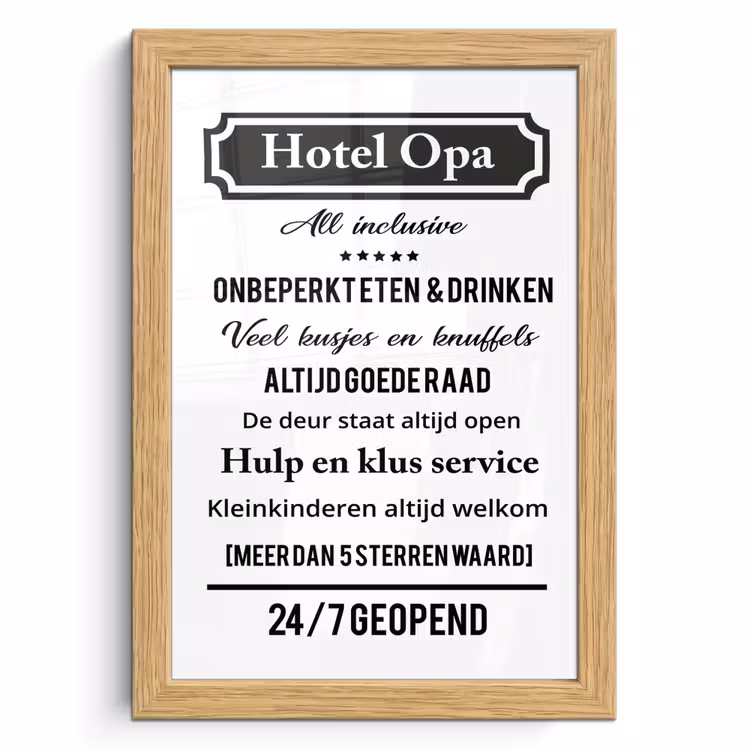 Poster met lijst - Quotes - Hotel opa - Spreuken - Opa — 1