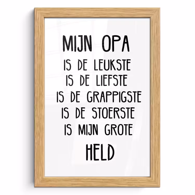 Poster met lijst - Quotes - Mijn opa is mijn grote held - Spreuken - Opa — 1