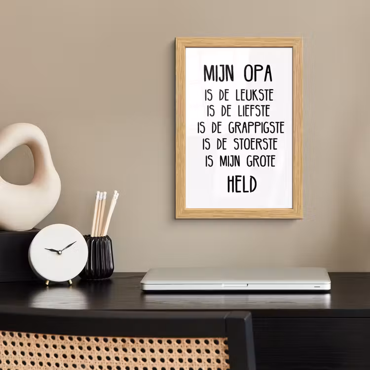 Poster met lijst - Quotes - Mijn opa is mijn grote held - Spreuken - Opa — 2