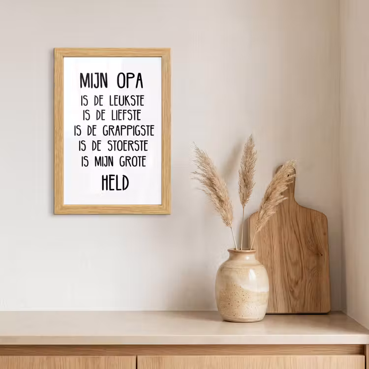 Poster met lijst - Quotes - Mijn opa is mijn grote held - Spreuken - Opa — 3
