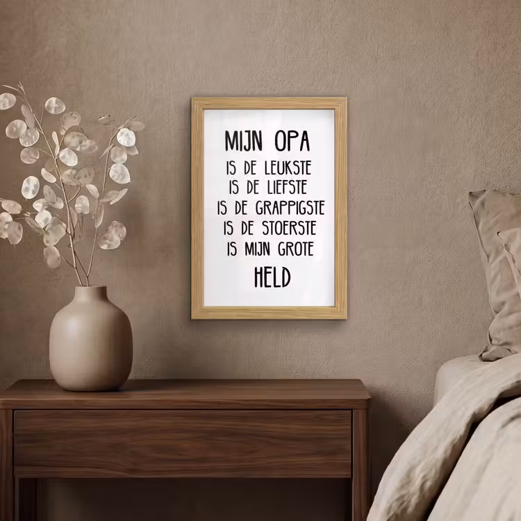 Poster met lijst - Quotes - Mijn opa is mijn grote held - Spreuken - Opa — 4