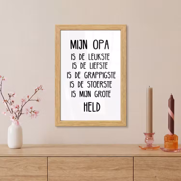Poster met lijst - Quotes - Mijn opa is mijn grote held - Spreuken - Opa — 5